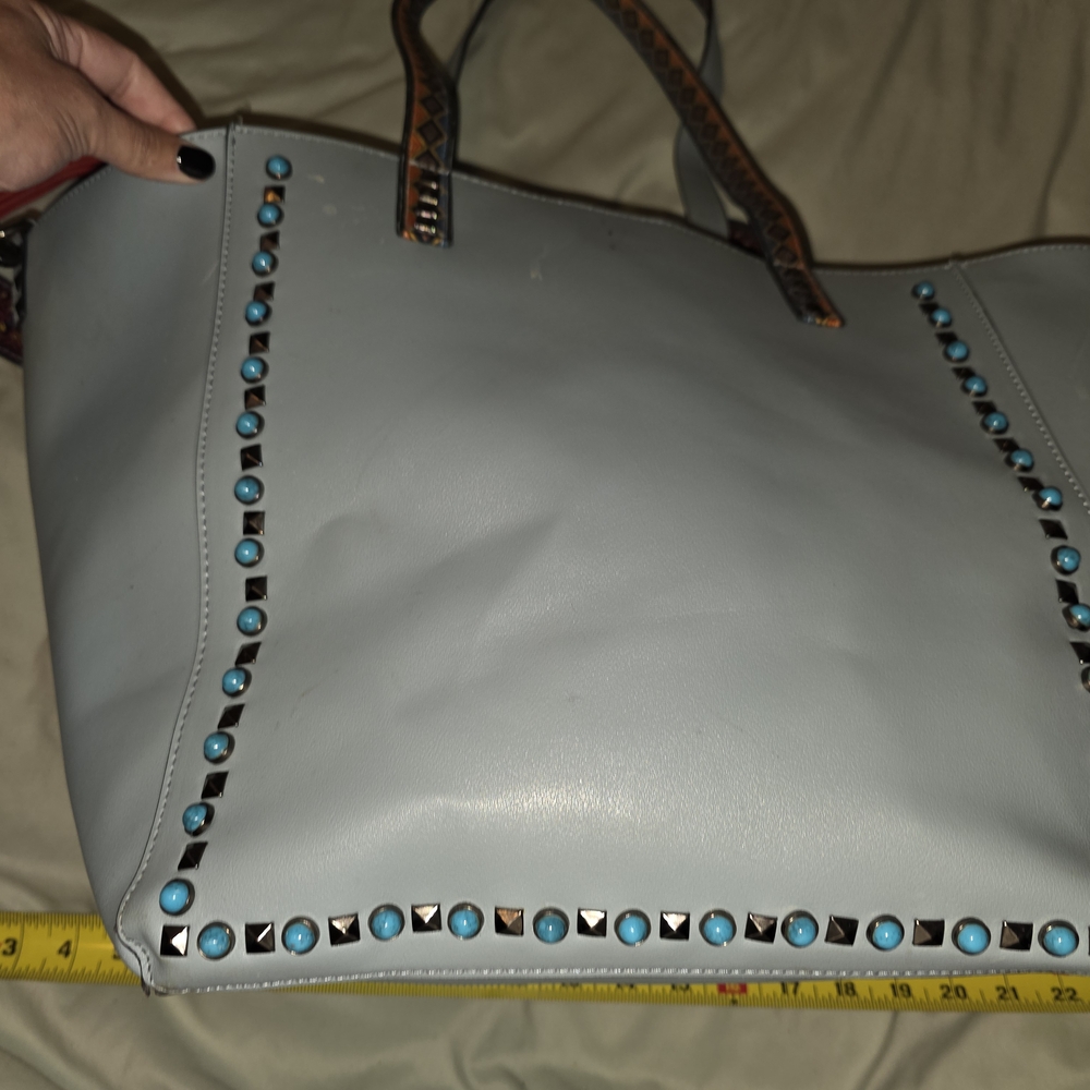 Stylish Gray Studded Tote Bag